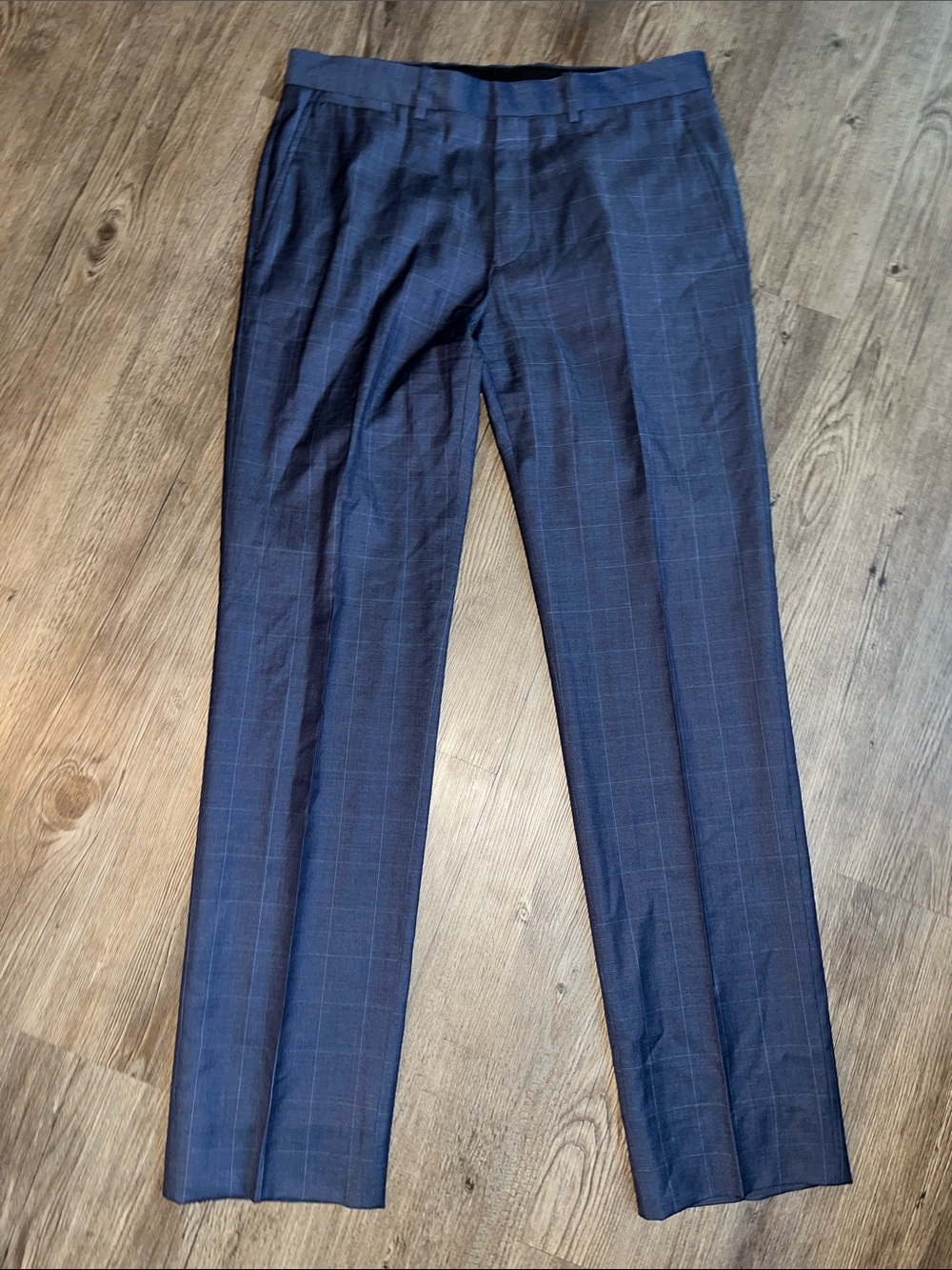 THEORY 100% Wool Men's Navy Windowpane Dress Pants